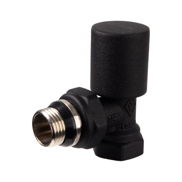 Angle Radiator Valve Matt Black - Valve, Flex Hose, PPR Pipe