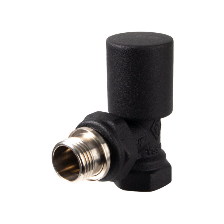 Angle Radiator Valve Matt Black Type - Kas Valve